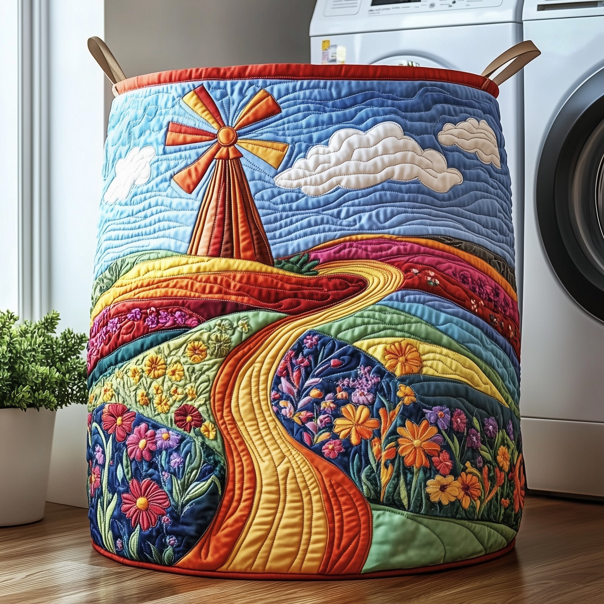 Wildflower Meadow Quilted Laundry Basket Windmill Floral Laundry Hamper Ideas Gift