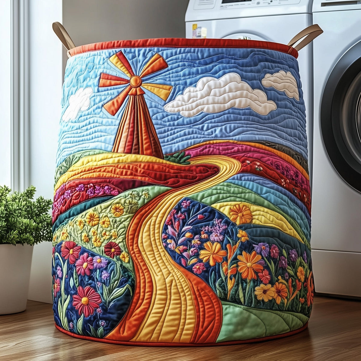 Wildflower Meadow Quilted Laundry Basket Windmill Floral Laundry Hamper Ideas Gift