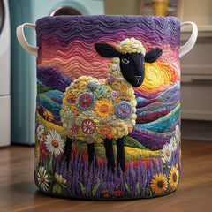 Sheep Meadow Quilted Laundry Basket Sheep Lover Hamper Best Decor Gift