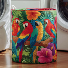 Tropical Parrot Paradise Quilted Laundry Basket Parrot Lover Clothes Hamper Cute Gift