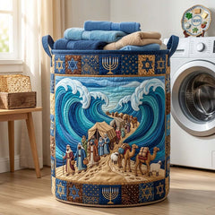Samson And The Pillars Quilted Laundry Basket Passover Exodus Hamper Pretty Room Decor For Her