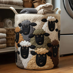 Sheep Meadow Quilted Laundry Basket Sheep Lover Laundry Bin Home Decor Gifts For Her