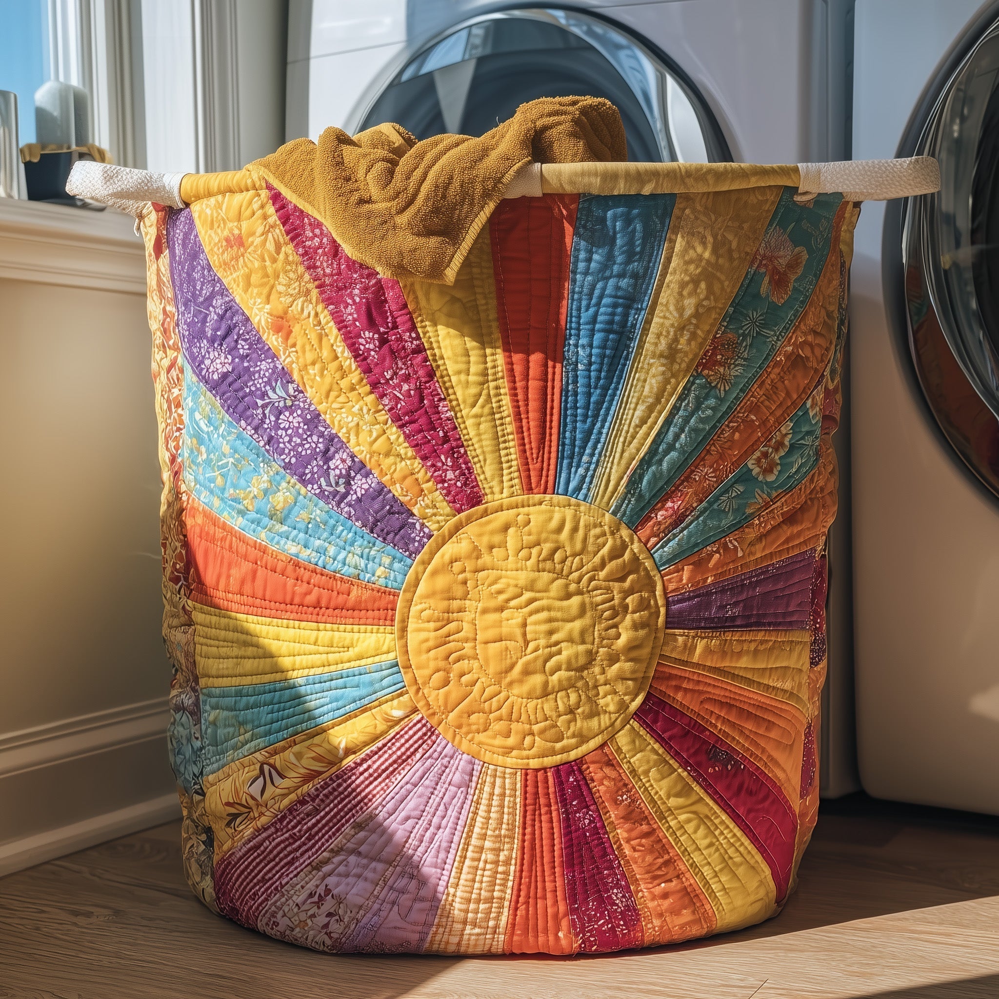 Sunrise Quilted Laundry Basket Sunburst Quilt Hamper Birthday Presents For Brother