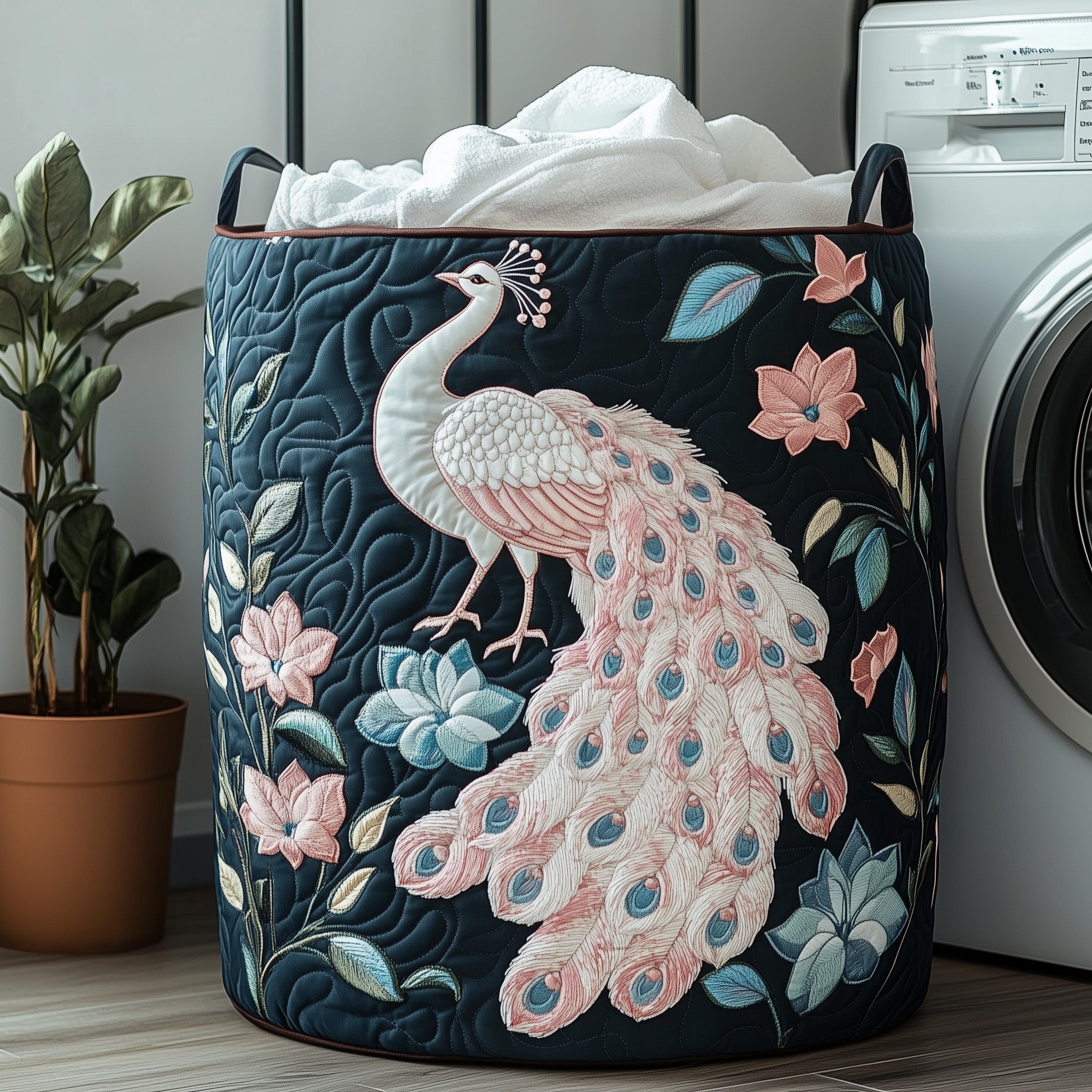 Peacock Garden Quilted Laundry Basket Peacock Floral Hamper Charming Home Decor Ideas For Mom