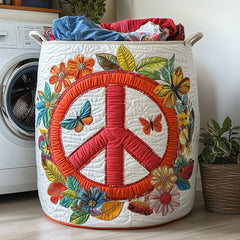 Peaceful Garden Quilted Laundry Basket Peace Butterfly Laundry Bin Soft Cozy Home Decor For Her