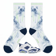 Ghost Green Sneaker Match Socks – Air Jordan 6 Low Inspired Mid-Calf Unisex Crew Socks