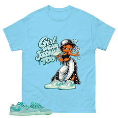 Girl Wear Jordan Too Shirt - Match Womens Air Jordan 1 Washed Teal
