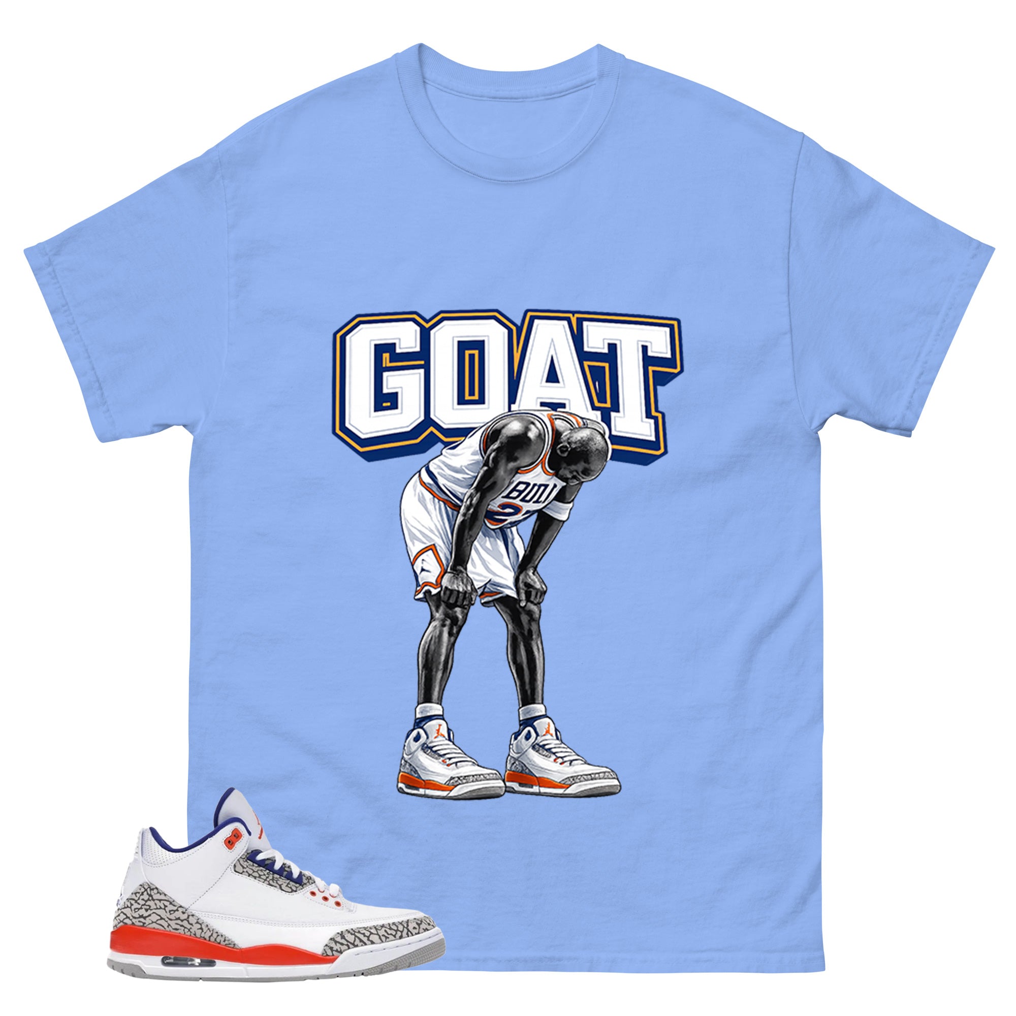 Goat MJ Shirt - Match Blue Air Jordan 3 Knicks