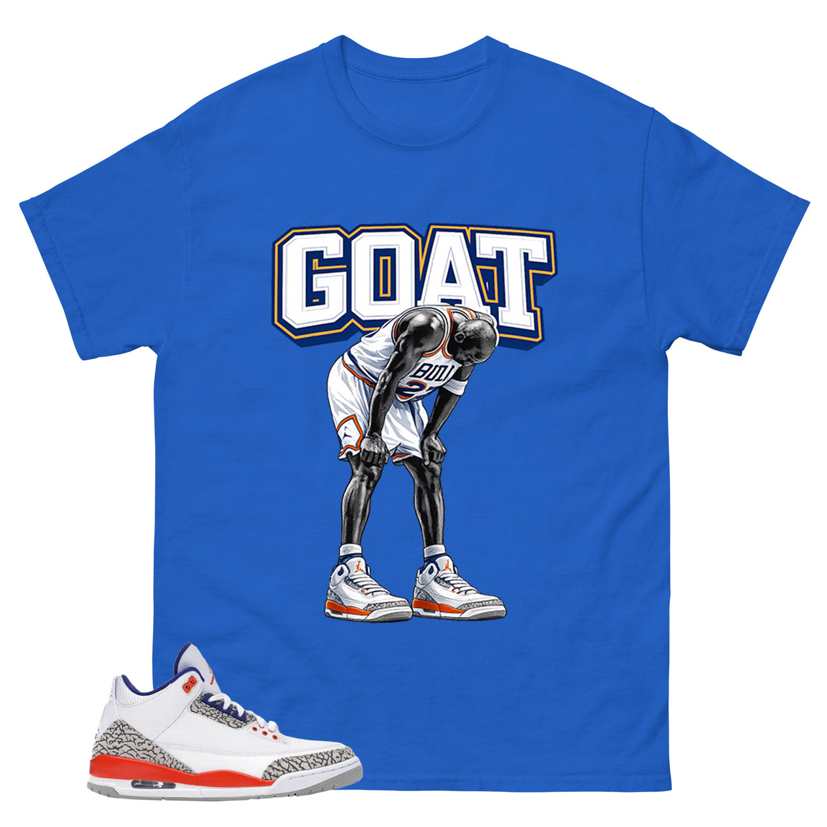 Goat MJ Shirt - Match Blue Air Jordan 3 Knicks