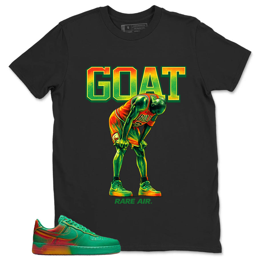 Goat Rare Air MJ Shirt - Match Air Force 1 Stadium Green and Laser Orange