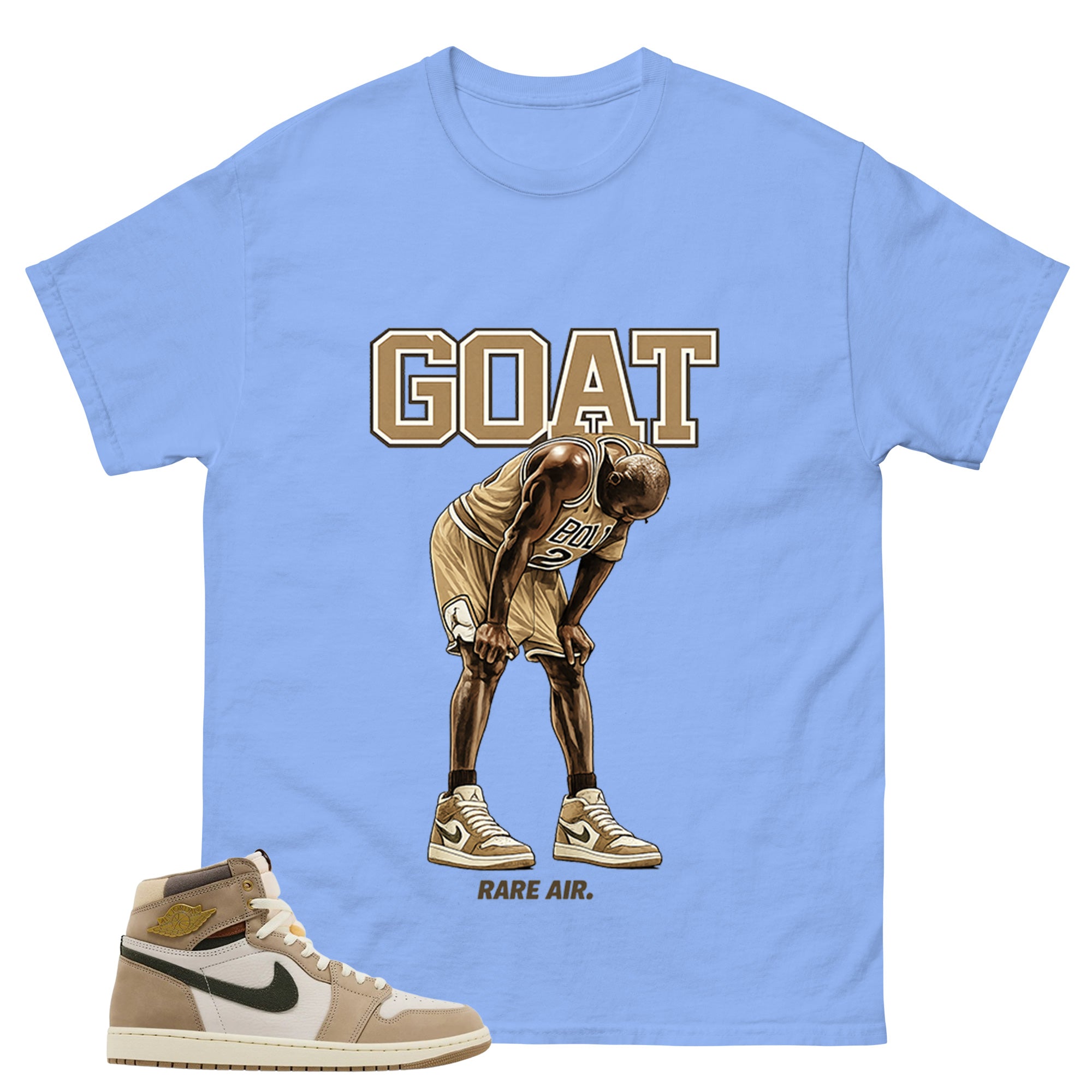 Goat Rare Air Shirt - Match Cream Air Jordan Wmns 1 Khaki