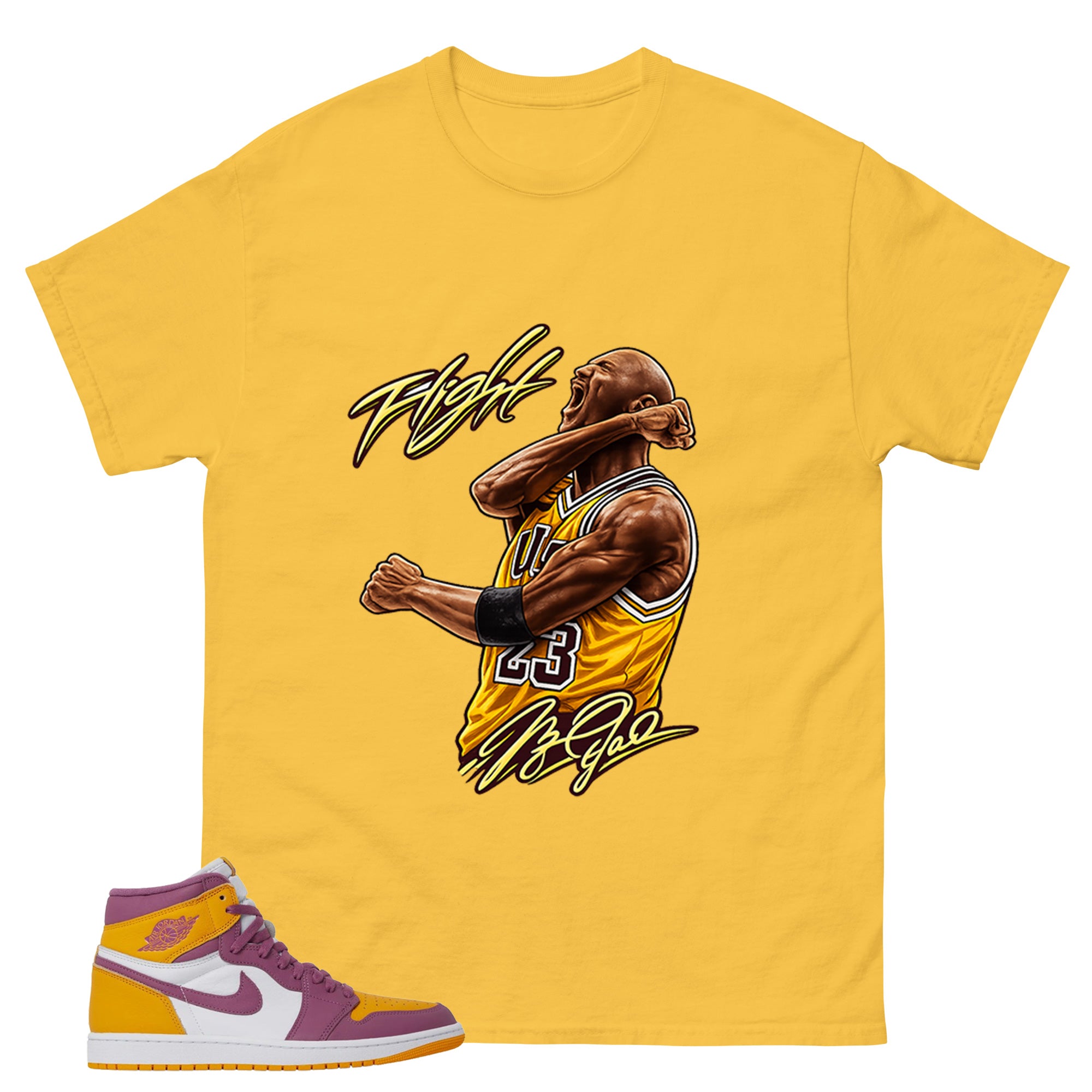 Gold Brotherhood 1s Zadago Shirt Flight Victory MJ Graphic