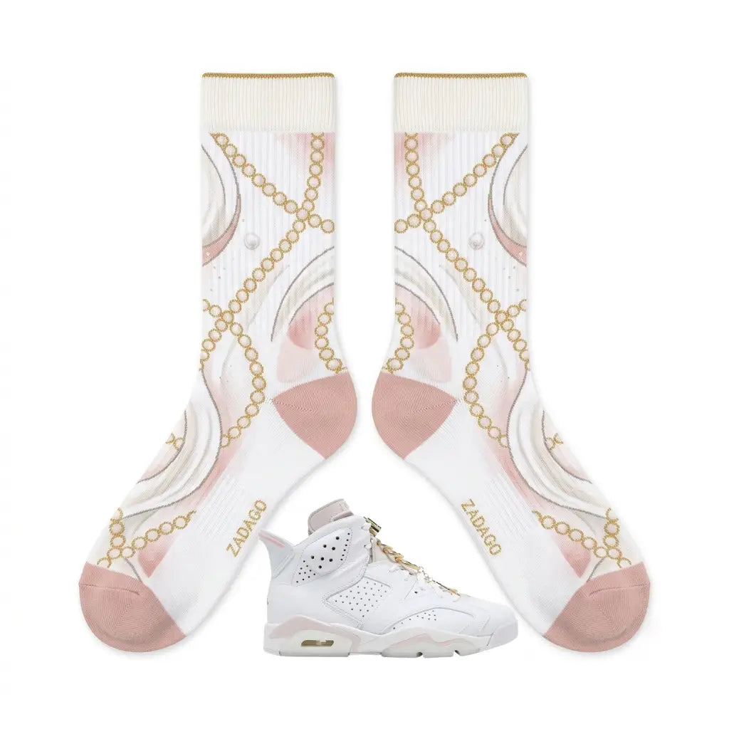 Gold Hoops Socks – Wmns Air Jordan 6 Retro Inspired Mid-Calf Unisex Crew Socks