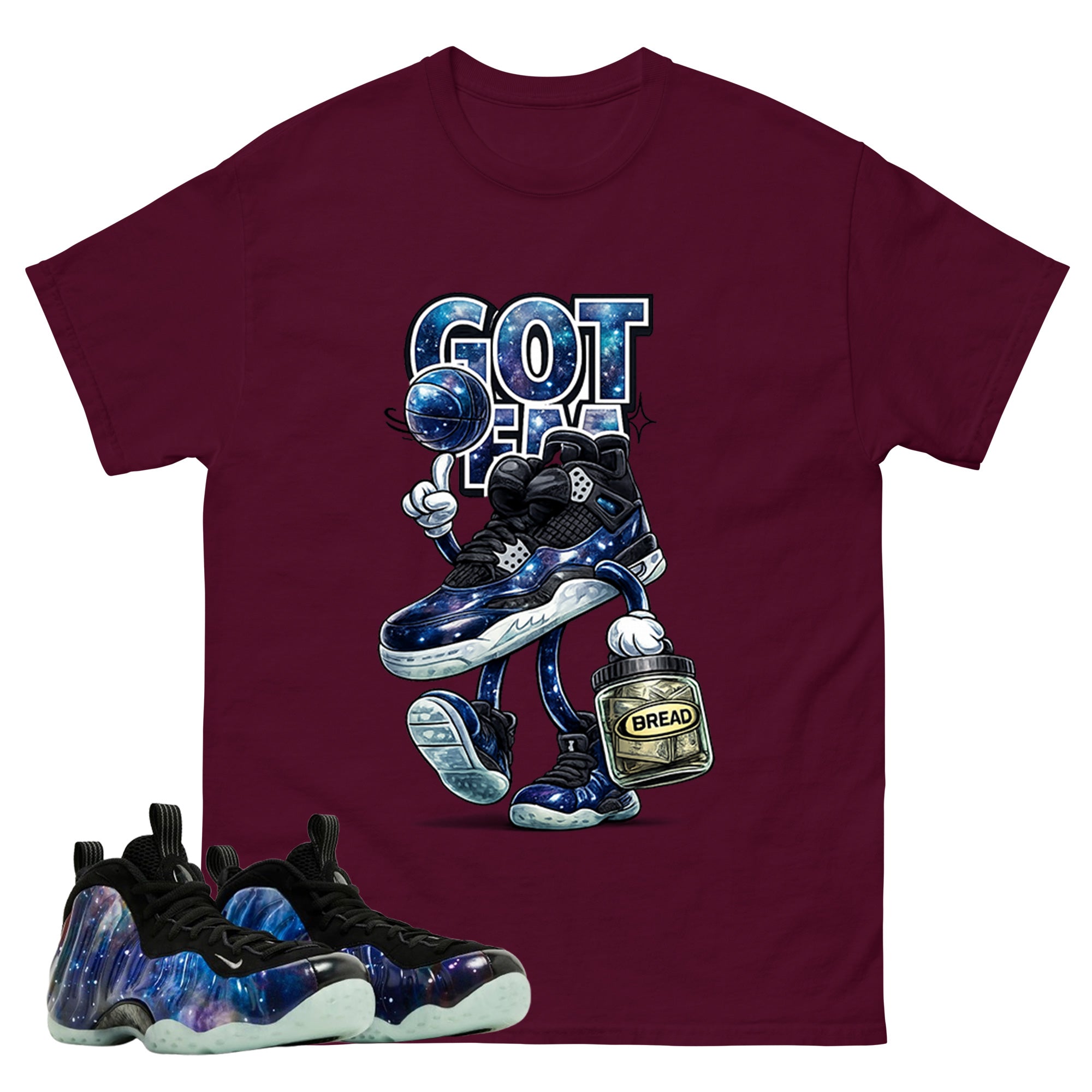 Got Em Bread Graphic Tee, Shirt to Match Air Foamposite One Galaxy, Air Foamposite Unisex Black Shirt