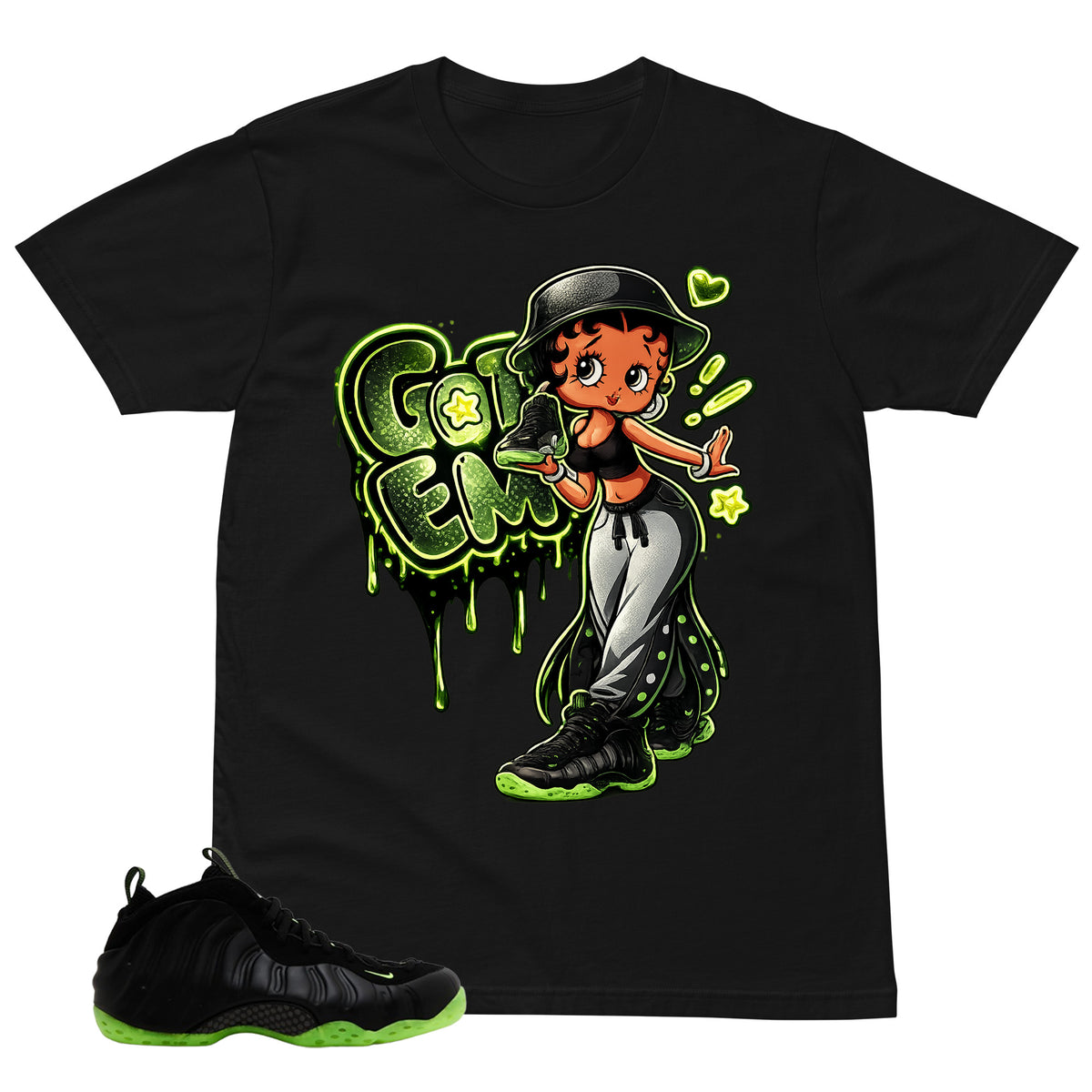 Got 'Em Lady Shirt - Match Air Foamposite One Black Volt