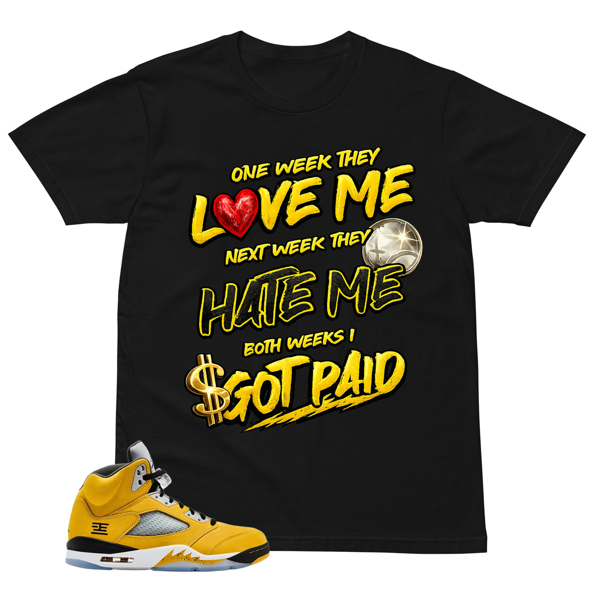 Graphic Tee to Matching T23 Tokyo 5s Got Paid Shirt