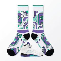 Grape Socks – Air Jordan 5 Inspired Mid-Calf Unisex Crew Socks