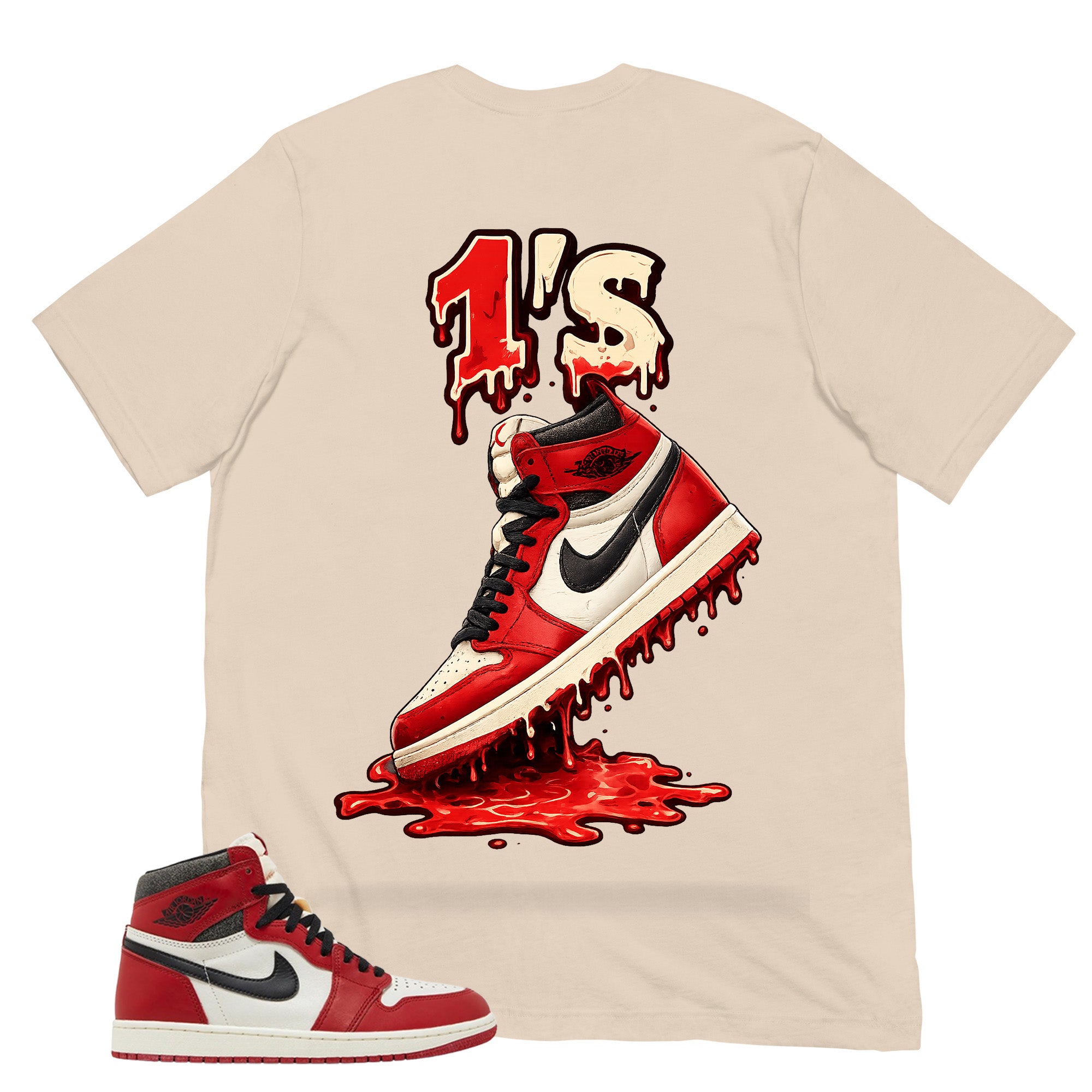Graphic Tee 1's Dripping Shirt - to Matching Air Jordan 1 Chicago Lost & Found | Zadago