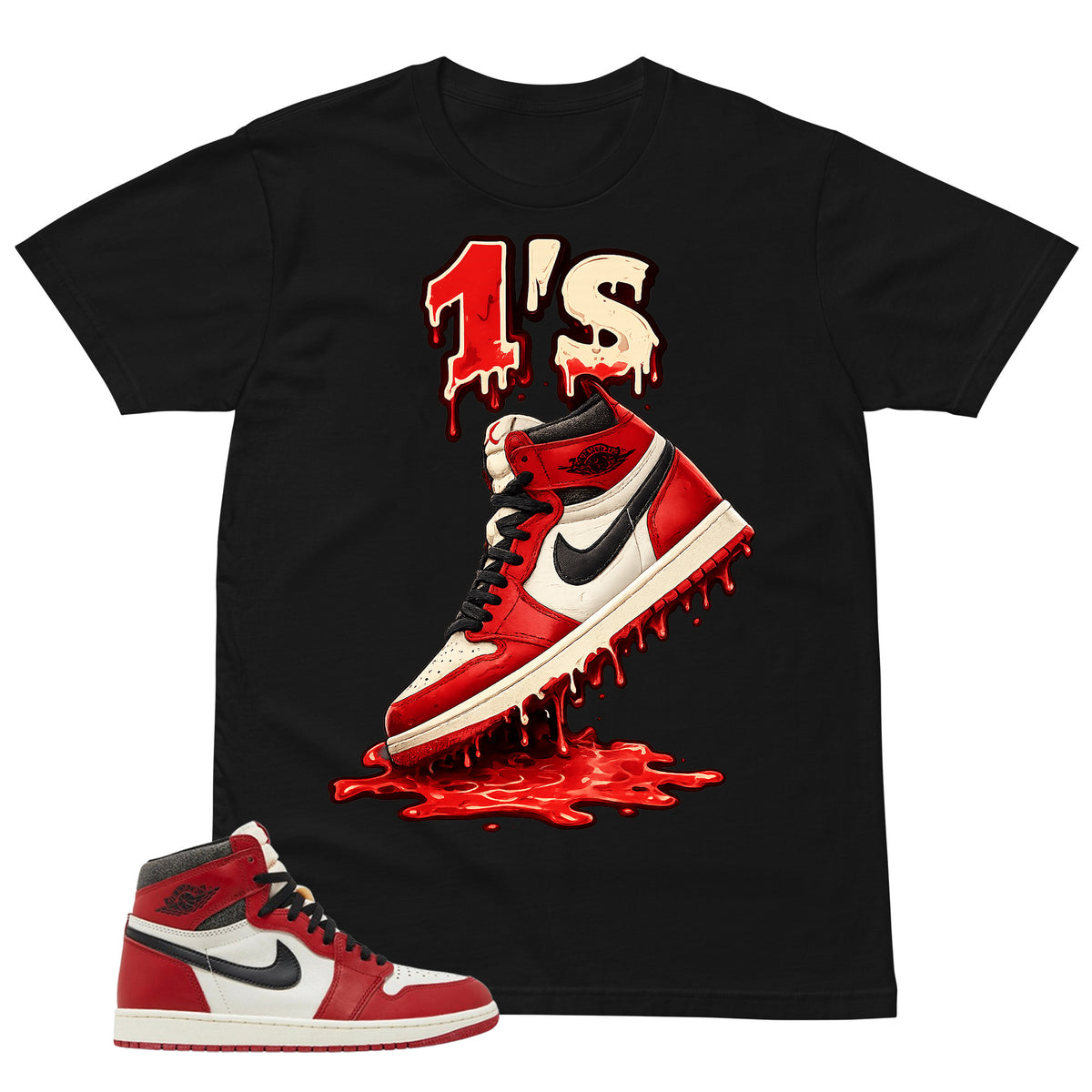 Graphic Tee 1's Dripping Shirt - to Matching Air Jordan 1 Chicago Lost & Found | Zadago