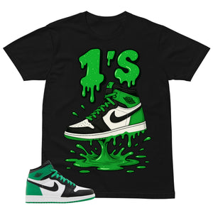 Graphic Tee 1's Dripping Shirt - to Matching Air Jordan 1 Lucky Green | Zadago
