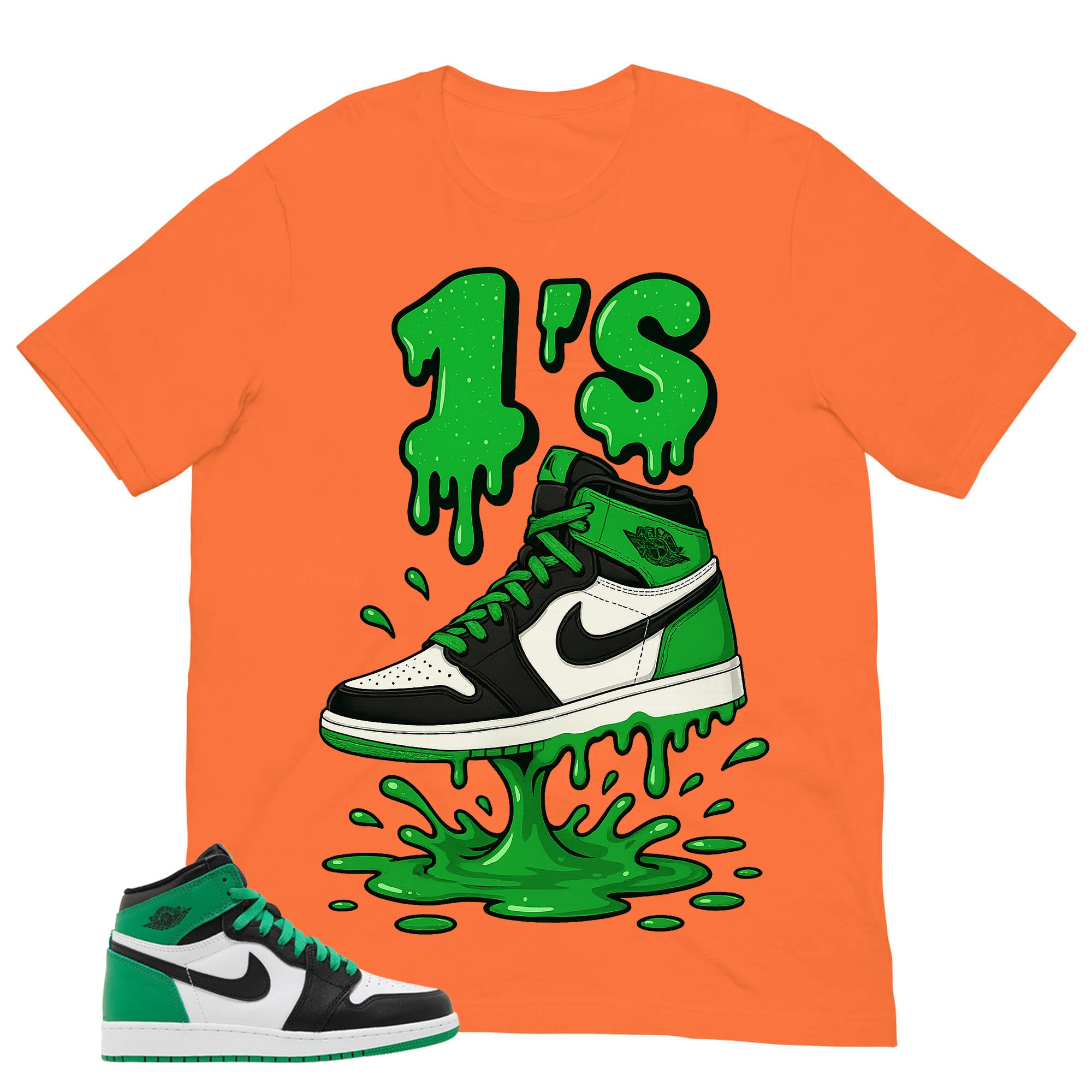 Graphic Tee 1's Dripping Shirt - to Matching Air Jordan 1 Lucky Green | Zadago