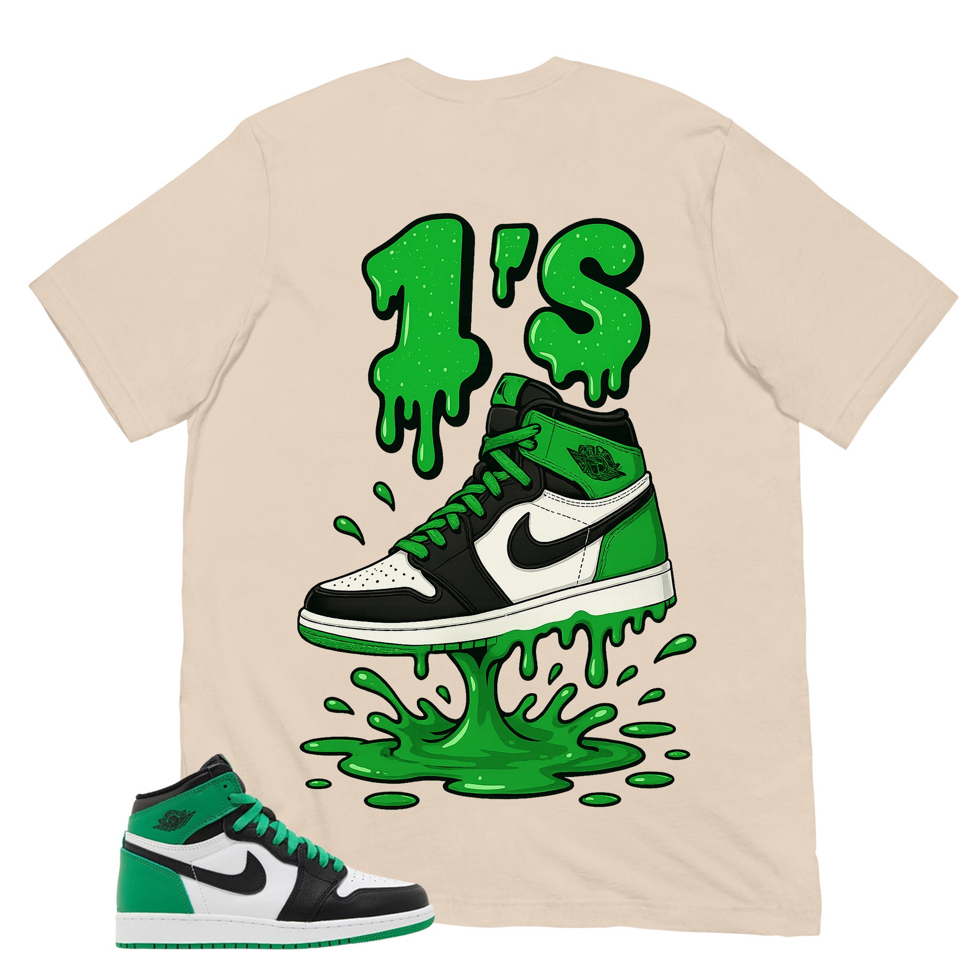 Graphic Tee 1's Dripping Shirt - to Matching Air Jordan 1 Lucky Green | Zadago