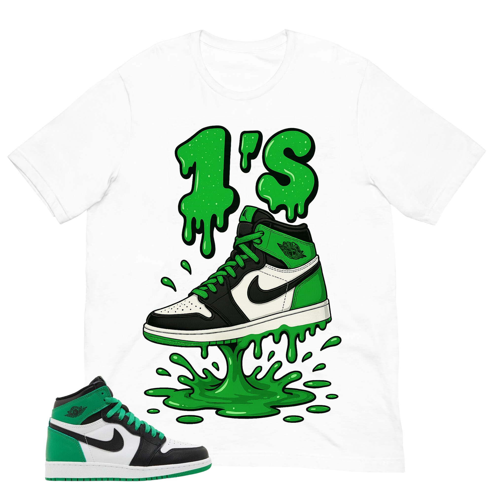 Graphic Tee 1's Dripping Shirt - to Matching Air Jordan 1 Lucky Green | Zadago