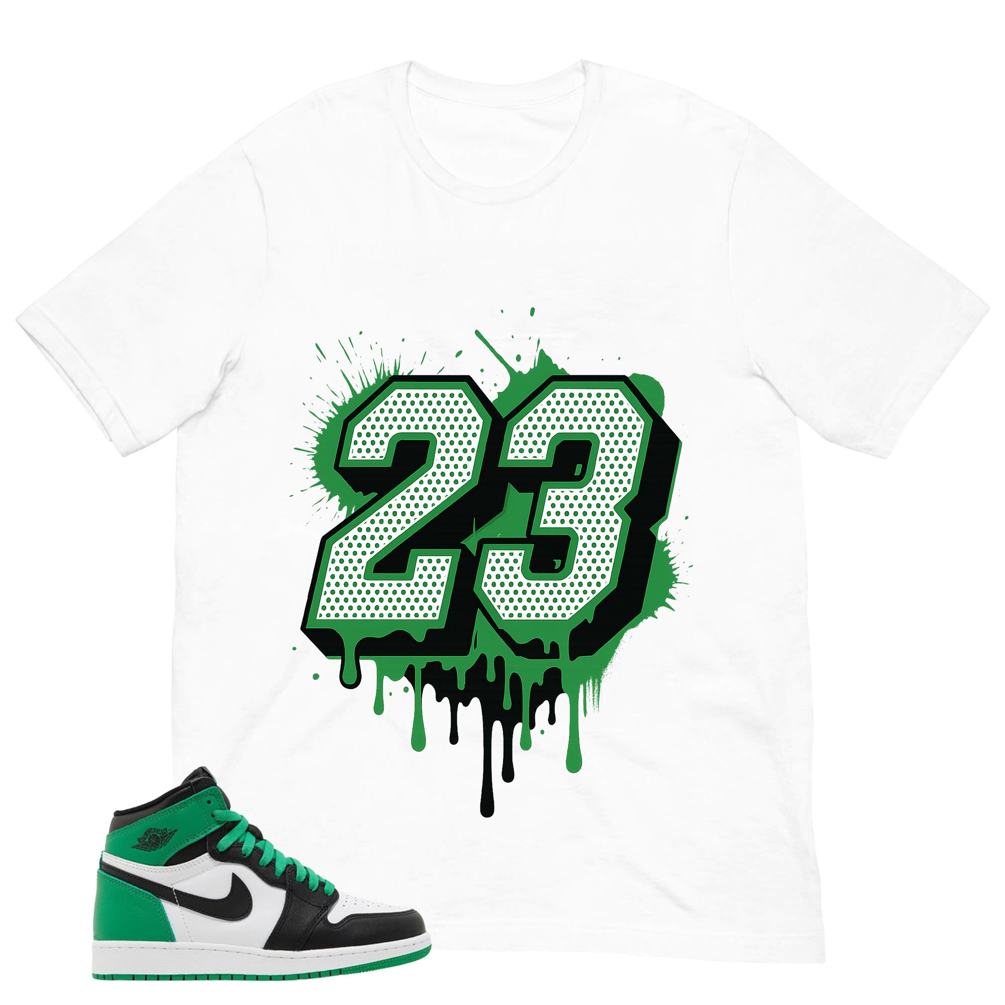 Graphic Tee 23 Dripping Shirt - to Matching Air Jordan 1 Lucky Green | Zadago