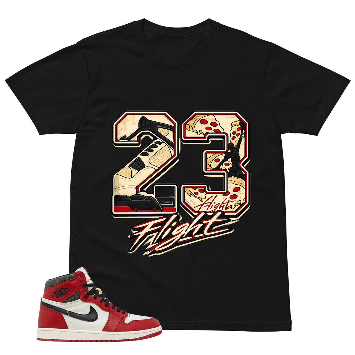 Graphic Tee 23 Flight MJ Shirt - to Matching Air Jordan 1 Chicago Lost & Found | Zadago