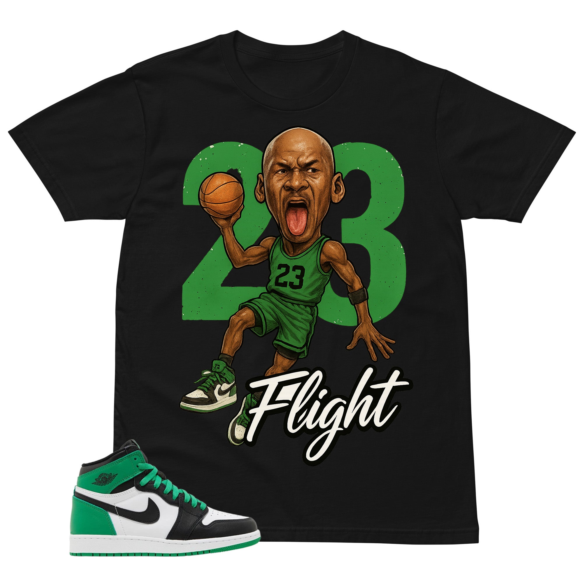 Graphic Tee 23 Flight MJ Shirt - to Matching Air Jordan 1 Lucky Green | Zadago