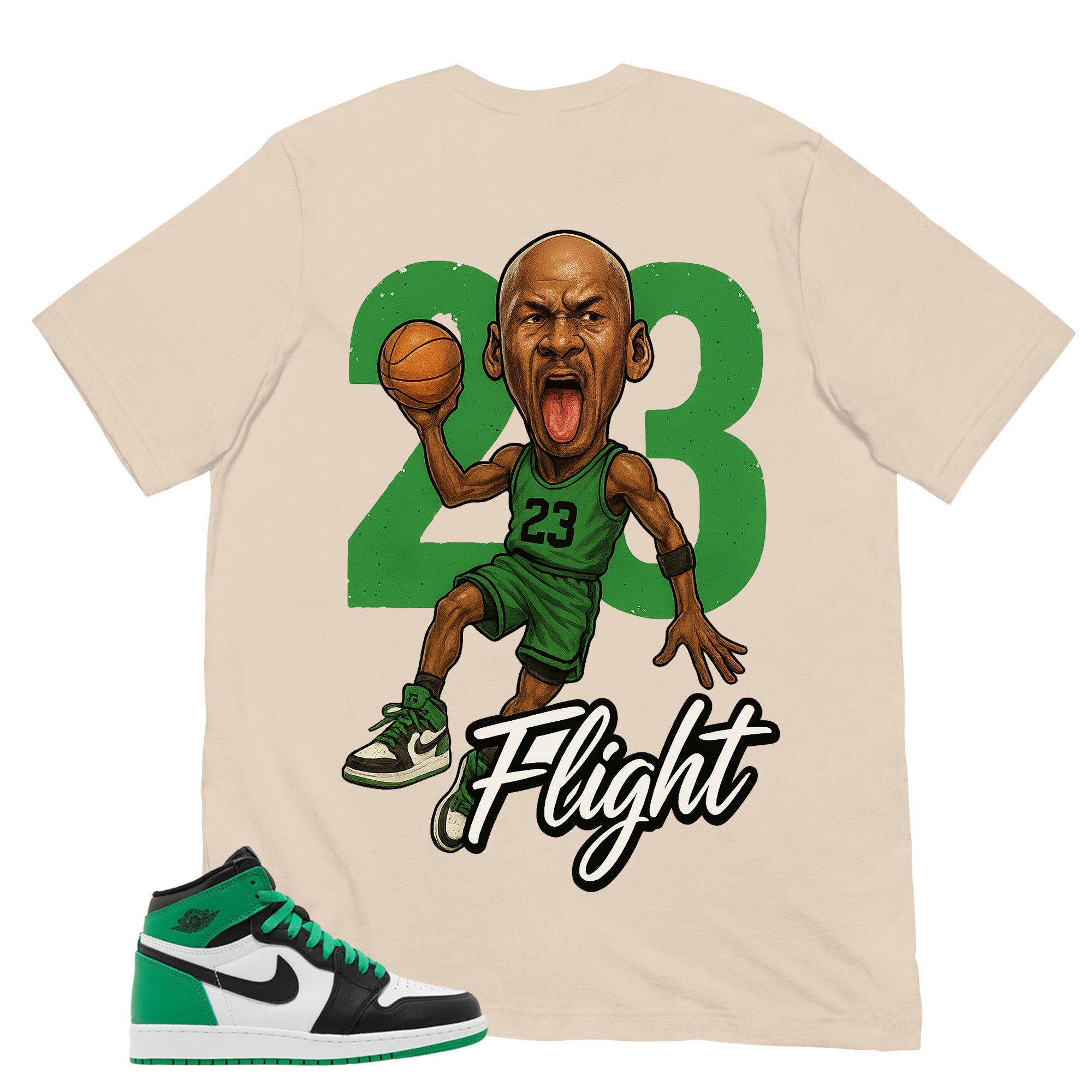 Graphic Tee 23 Flight MJ Shirt - to Matching Air Jordan 1 Lucky Green | Zadago