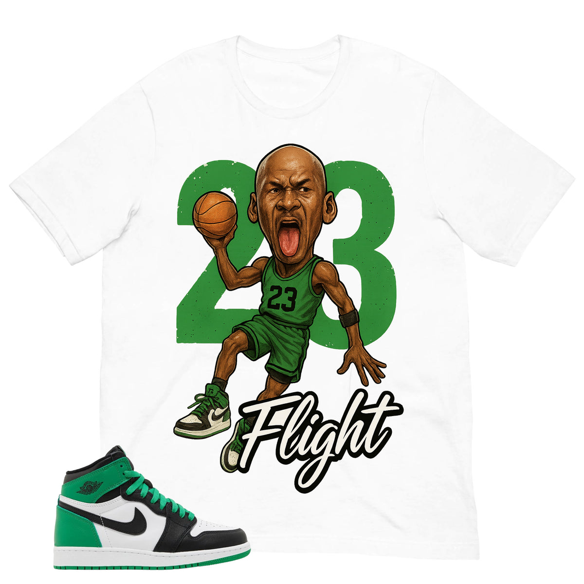 Graphic Tee 23 Flight MJ Shirt - to Matching Air Jordan 1 Lucky Green | Zadago