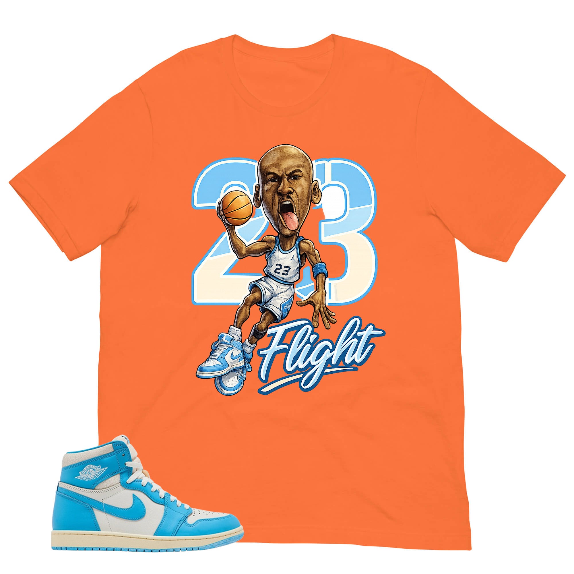 Graphic Tee 23 Flight Shirt - to Matching Air Jordan 1 UNC Reimagined | Zadago