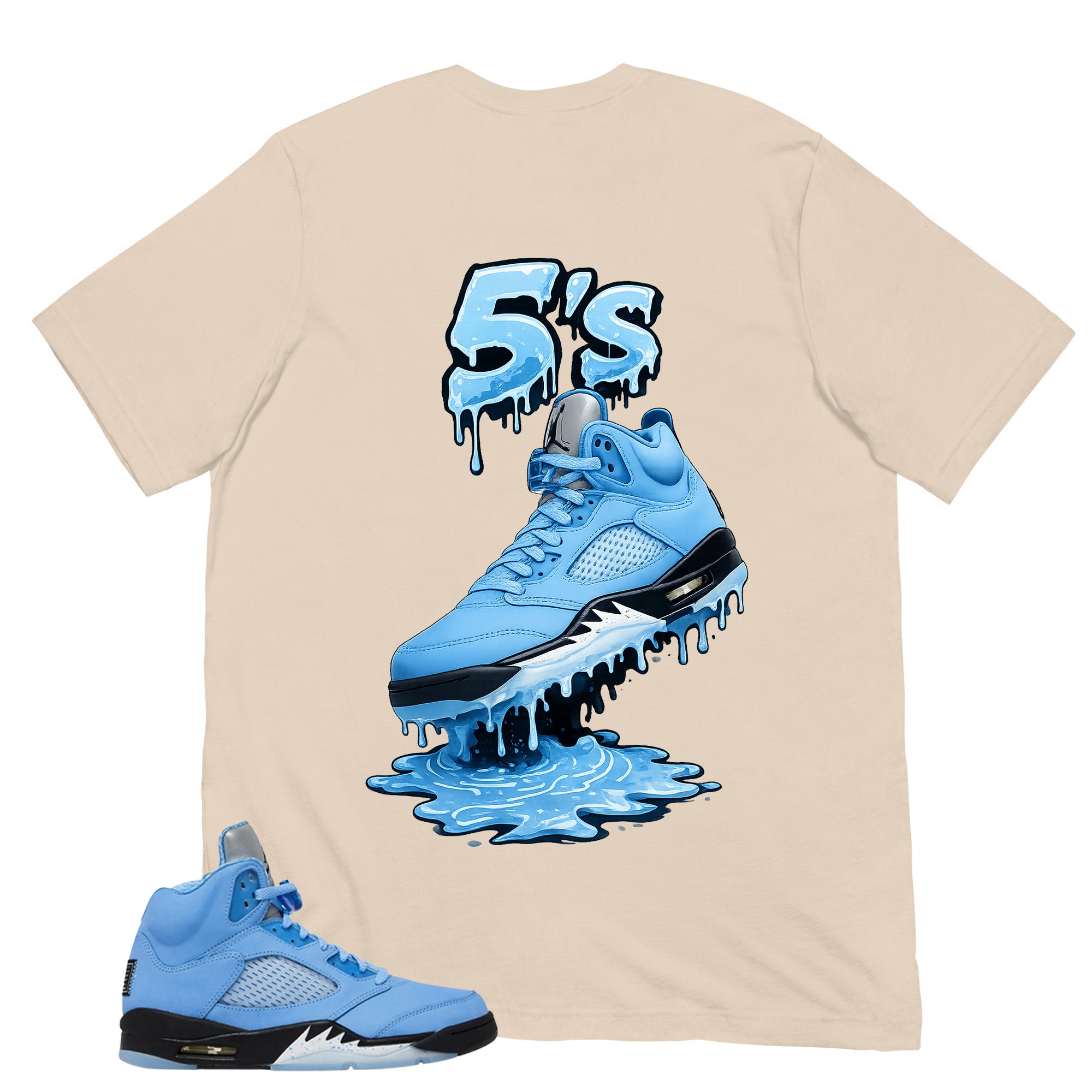 Graphic Tee 5's Dripping Shirt - to Matching Air Jordan 5 UNC | Zadago