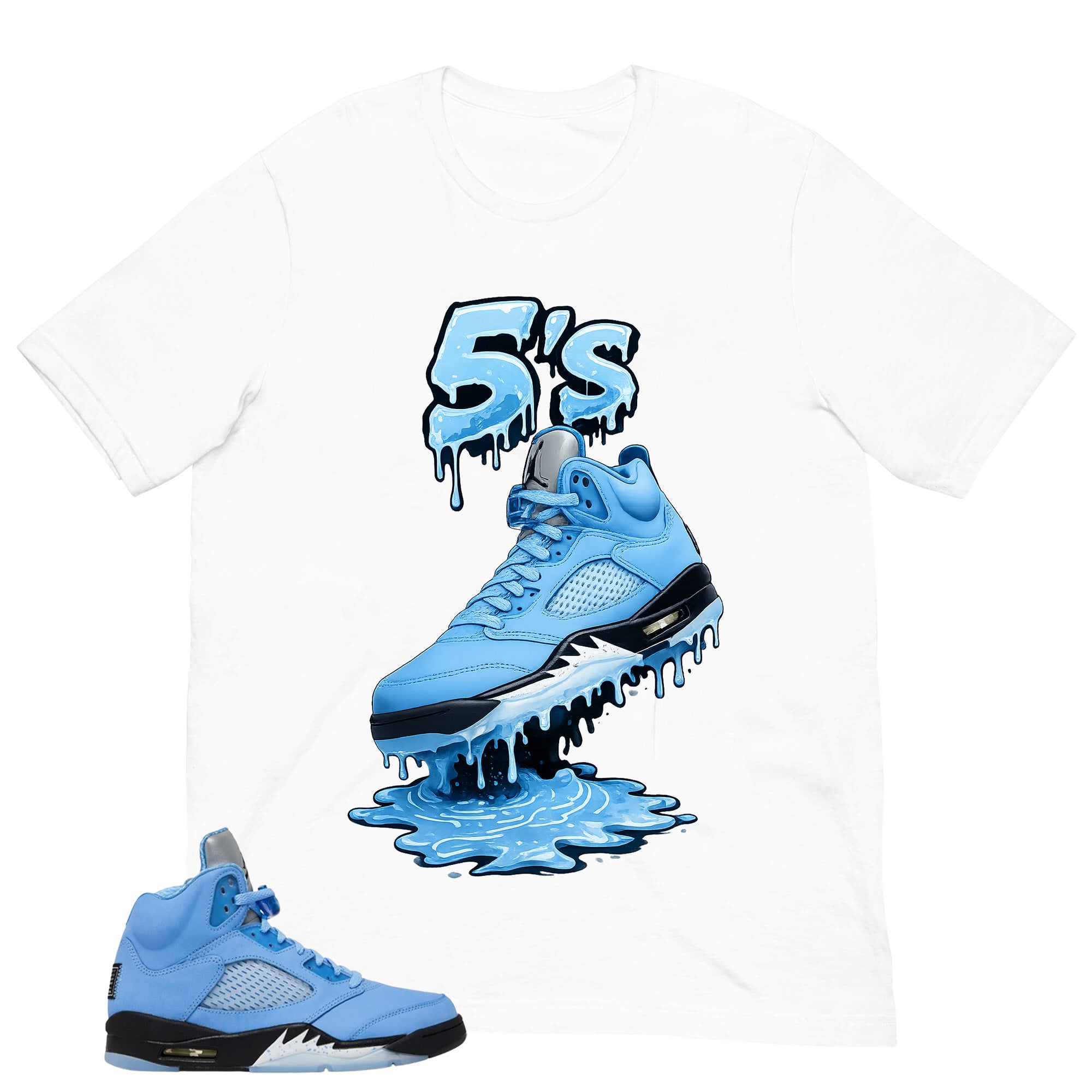 Graphic Tee 5's Dripping Shirt - to Matching Air Jordan 5 UNC | Zadago