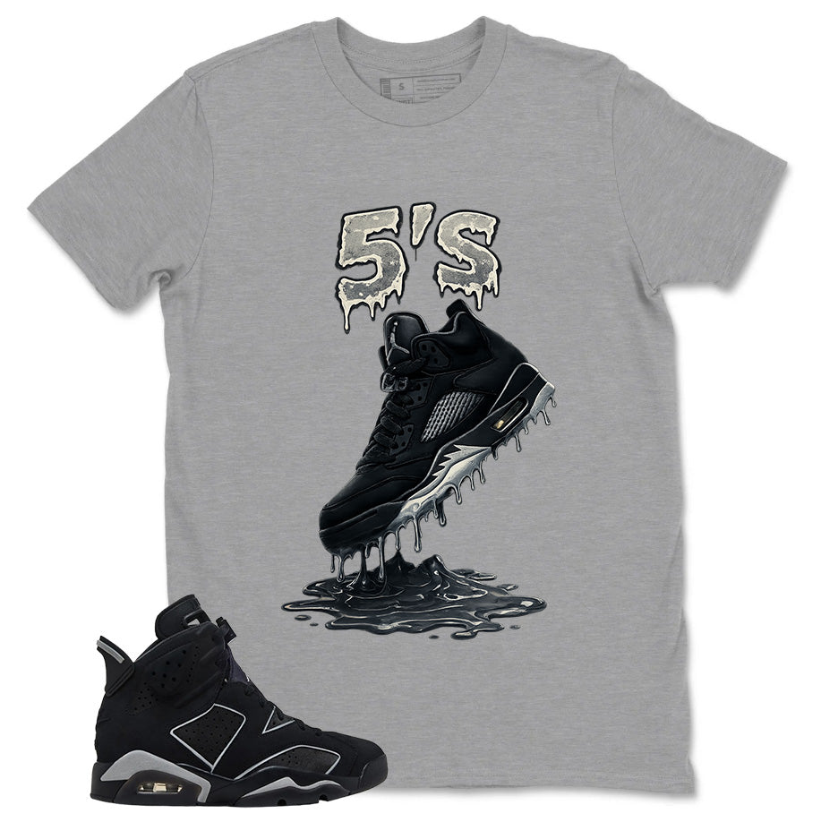 Graphic Tee 5's Dripping Sneaker Shirt - to Matching Air Jordan 6 Cap and Gown | Zadago