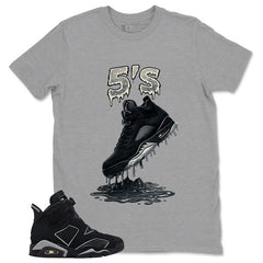 Graphic Tee 5's Dripping Sneaker Shirt - to Matching Air Jordan 6 Cap and Gown | Zadago