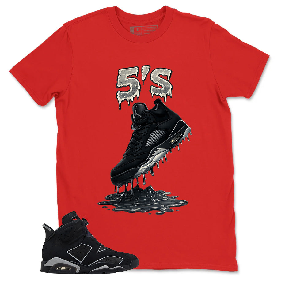 Graphic Tee 5's Dripping Sneaker Shirt - to Matching Air Jordan 6 Cap and Gown | Zadago