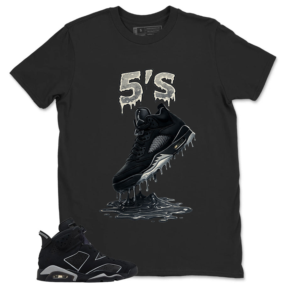 Graphic Tee 5's Dripping Sneaker Shirt - to Matching Air Jordan 6 Cap and Gown | Zadago