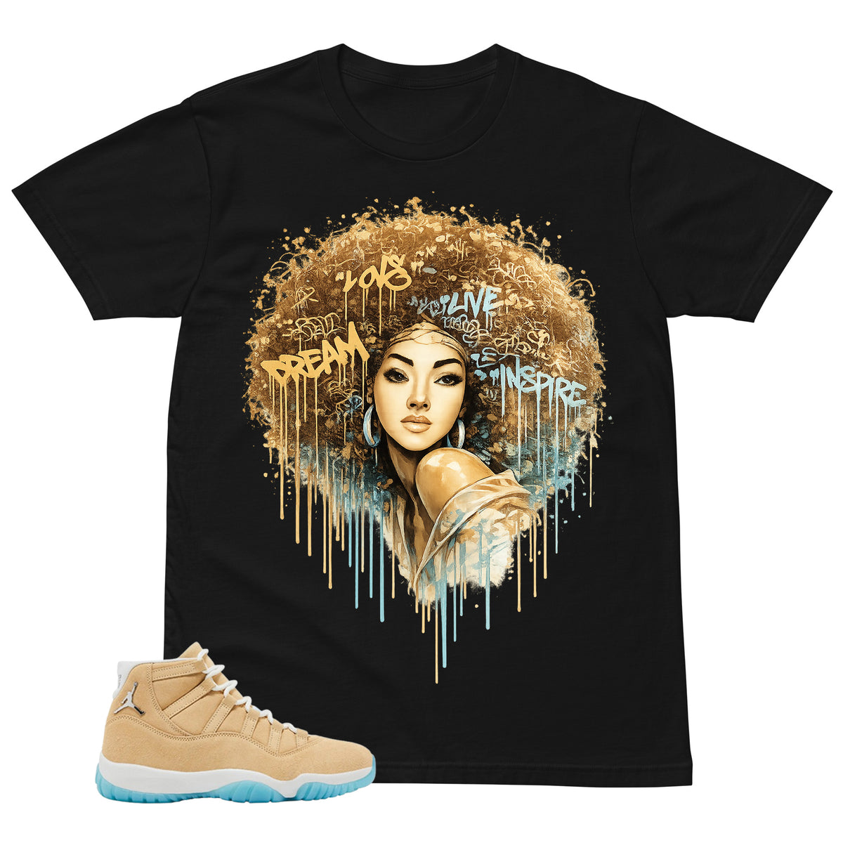 Graphic Tee Afro Queens Shirt - to Matching Air Jordan 11 H-Town | Zadago
