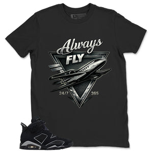 Graphic Tee Always Fly Shirt - to Matching Air Jordan 6 Cap and Gown | Zadago