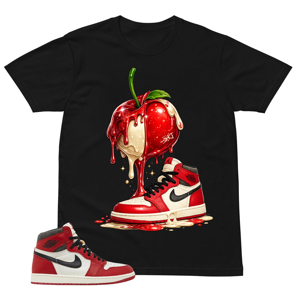Graphic Tee Apple Dripping Shirt - to Matching Air Jordan 1 Chicago Lost & Found | Zadago