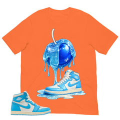Graphic Tee Apple Dripping Shirt - to Matching Air Jordan 1 UNC Reimagined | Zadago