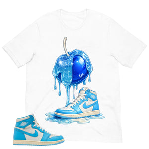 Graphic Tee Apple Dripping Shirt - to Matching Air Jordan 1 UNC Reimagined | Zadago