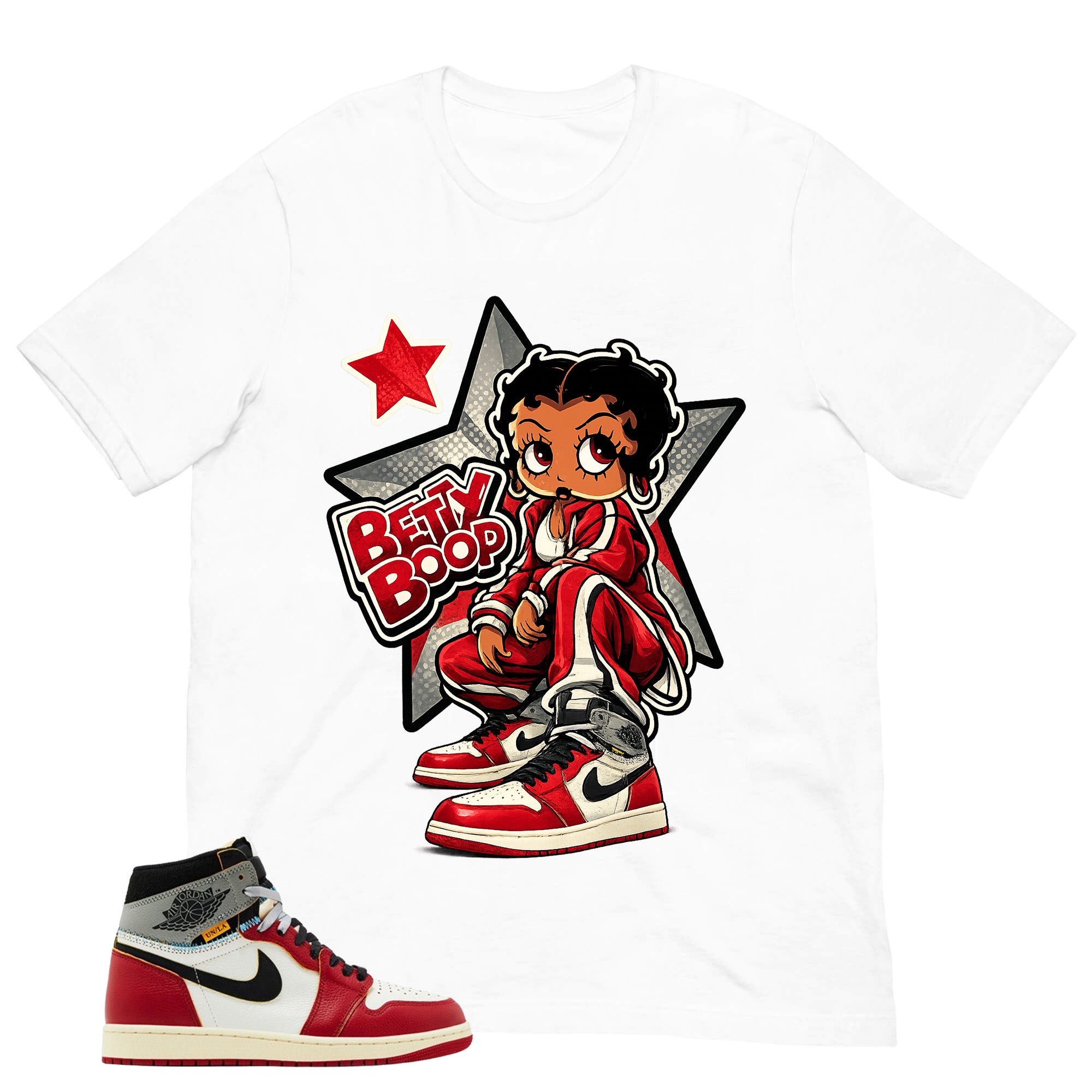 Graphic Tee Betty Boop | Matching Jordan 1 Union LA Chicago Shadow | Zadago