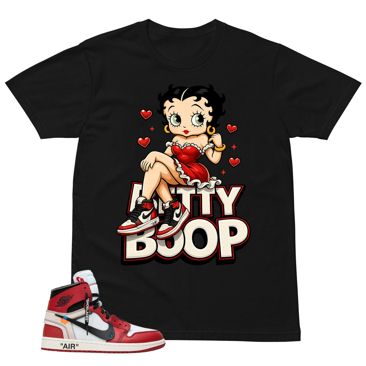 Graphic Tee Betty Boop | Matching  Off-White x Air Jordan 1 Chicago | Zadago