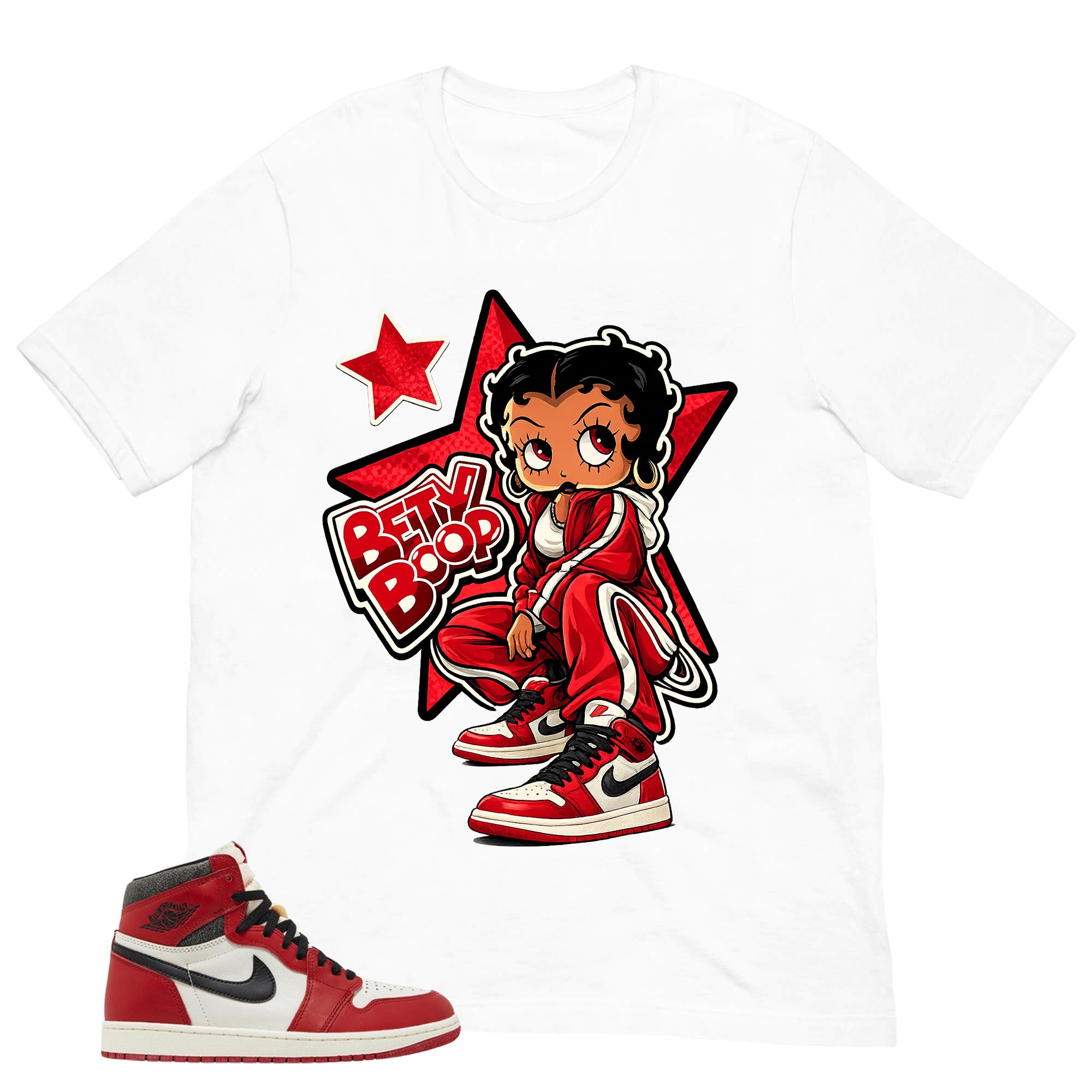 Graphic Tee Betty Boop Shirt - to Matching Air Jordan 1 Chicago Lost & Found | Zadago