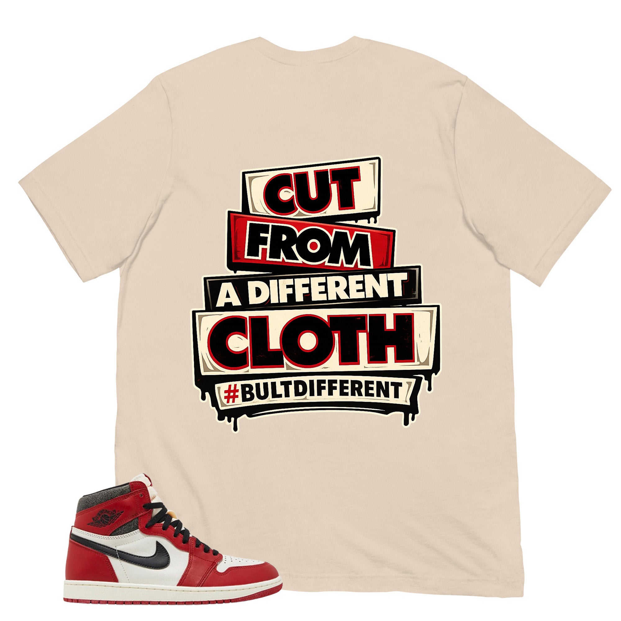 Graphic Tee Built Different Shirt - to Matching Air Jordan 1 Chicago Lost & Found | Zadago