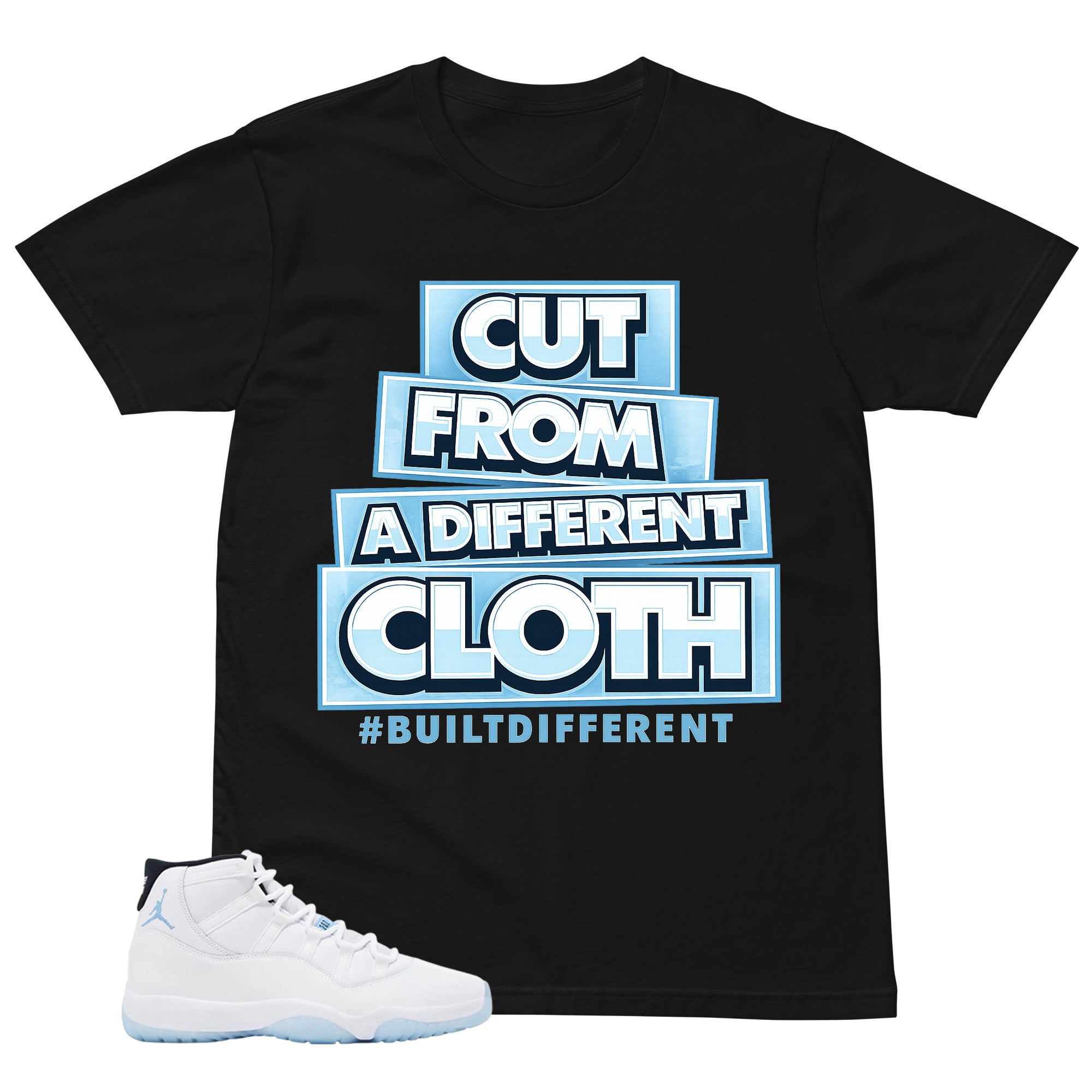 Graphic Tee Built Different Shirt - to Matching Air Jordan 11 Legend Blue | Zadago