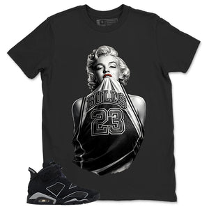 Graphic Tee Bull 23 Marilyn Shirt - to Matching Air Jordan 6 Cap and Gown | Zadago